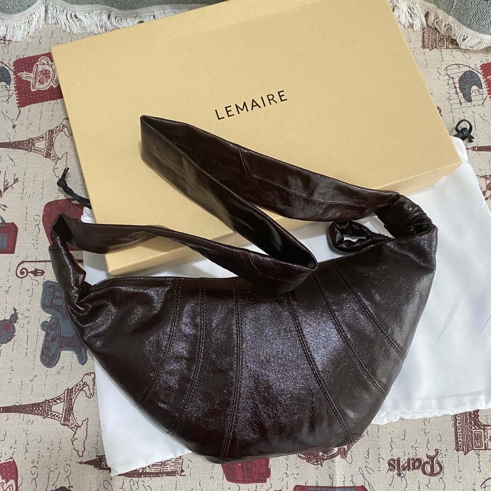 Lemaire Dark Chocolate Leather Shoulder Hobo